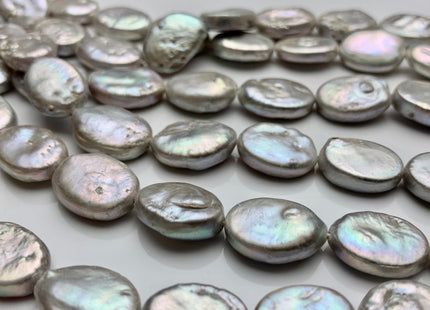 11-12x15-16 mm Silver Gray Freshwater Oval Coin Pearl Beads Genuine Coin Pearls High Luster Gray Oval Coin Pearl Beads #1791