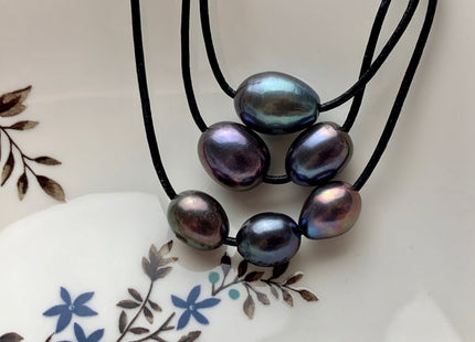 ONE Piece 11-14x12-13x19 mm AA Large Hole Peacock Color Rice/Oval Pearl Beads Through Hole Size 2.2 mm Genuine Large Hole Pearls #1790