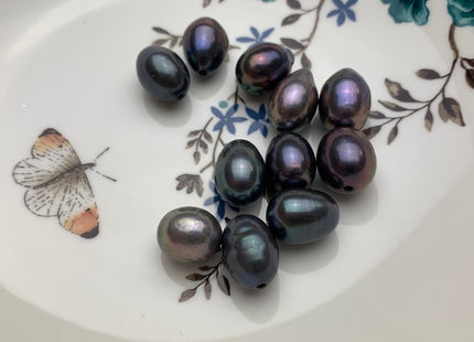 ONE Piece 11-14x12-13x19 mm AA Large Hole Peacock Color Rice/Oval Pearl Beads Through Hole Size 2.2 mm Genuine Large Hole Pearls #1790
