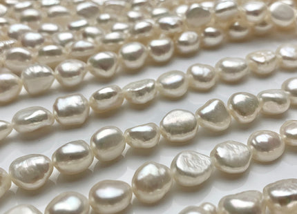 8x10 mm AAA Natural White High Luster Rice Nugget Freshwater Pearl Beads Top Quality White Freshwater Nugget Pearls #1795