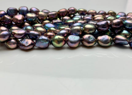 9x10-11 mm AAA Rice Nugget Freshwater Pearl Beads Wild Purplish Peacock Color Genuine Freshwater Pearl Limited Edition #1799