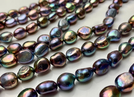 9x10-11 mm AAA Rice Nugget Freshwater Pearl Beads Wild Purplish Peacock Color Genuine Freshwater Pearl Limited Edition #1799