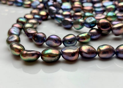 9x10-11 mm AAA Rice Nugget Freshwater Pearl Beads Wild Purplish Peacock Color Genuine Freshwater Pearl Limited Edition #1799
