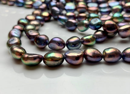 9x10-11 mm AAA Rice Nugget Freshwater Pearl Beads Wild Purplish Peacock Color Genuine Freshwater Pearl Limited Edition #1799
