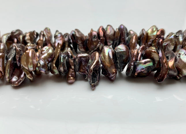 6-10 x 8-15mm Metallic Brown Keshi Rondelle Pearl Beads, Center Drilled Brown Keishi Pearls, Limited Edition Cultured Pearls #327