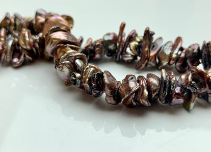 6-10 x 8-15mm Metallic Brown Keshi Rondelle Pearl Beads, Center Drilled Brown Keishi Pearls, Limited Edition Cultured Pearls #327