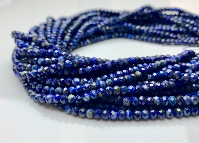 BEST DEAL 3x4 mm Faceted Rondelle Natural Lapis Gemstone Beads Natural Blue Color Good Quality Lapis Loose Beads 15.5 Inches Strand #2622