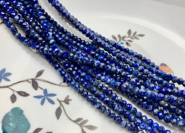 BEST DEAL 3x4 mm Faceted Rondelle Natural Lapis Gemstone Beads Natural Blue Color Good Quality Lapis Loose Beads 15.5 Inches Strand #2622