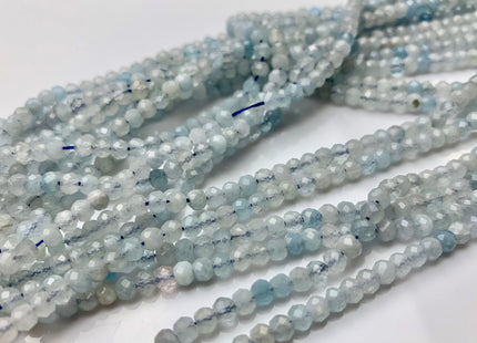 BEST DEAL 3x4 mm Natural Color Faceted Rondelle Aquamarine Gemstone Beads Natural Blue Micro Faceted Rondelle Aquamarine Beads #2625