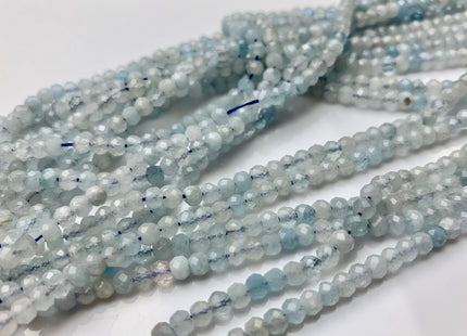 BEST DEAL 3x4 mm Natural Color Faceted Rondelle Aquamarine Gemstone Beads Natural Blue Micro Faceted Rondelle Aquamarine Beads #2625