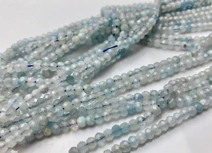 BEST DEAL 3x4 mm Natural Color Faceted Rondelle Aquamarine Gemstone Beads Natural Blue Micro Faceted Rondelle Aquamarine Beads #2625
