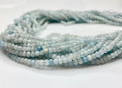 BEST DEAL 3x4 mm Natural Color Faceted Rondelle Aquamarine Gemstone Beads Natural Blue Micro Faceted Rondelle Aquamarine Beads #2625