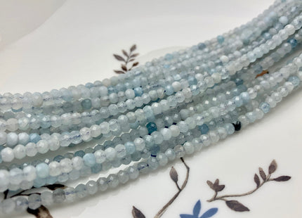 BEST DEAL 3x4 mm Natural Color Faceted Rondelle Aquamarine Gemstone Beads Natural Blue Micro Faceted Rondelle Aquamarine Beads #2625