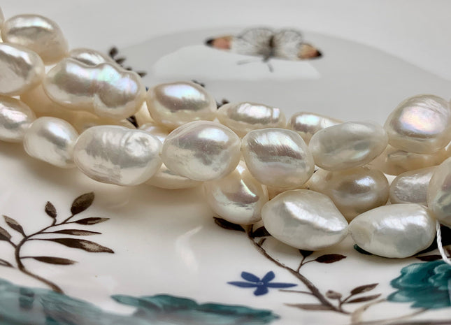 11x13-17 mm AA Natural White Rice Nugget Freshwater Pearl Bead Genuine Natural White Freshwater Pearl Rice Nuggets #1794