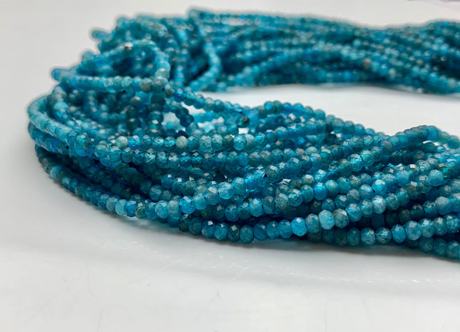 2x3 mm Natural Color Faceted Rondelle Apatite Gemstone Beads Quality Micro Faceted Apatite Gemstone Loose Beads # 2423