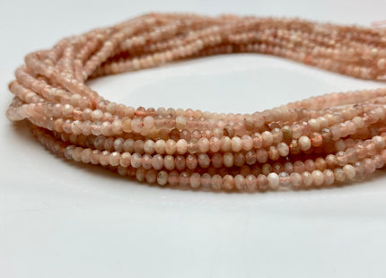 2x3mm 3x4mm 4x6mm Natural Color Faceted Rondelle Peach Moonstone Gemstone Bead Quality Micro Faceted Multi Peach Moonstone Loose Beads #2425