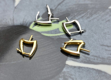 One Pair 925 Sterling Silver/Gold Earring Mount Genuine 925 Sterling Silver Hoop Earring Findings For Half Drilled Pearls #10340