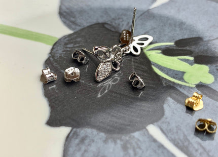 One Pair 925 Sterling Silver/Gold Earring Peg Setting Genuine 925 Sterling Silver Butterfly Studs Findings For Half Drilled Pearls #10366
