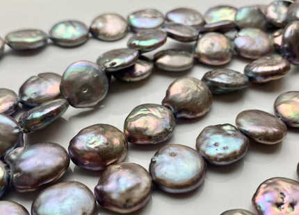 13 mm AA Lavender Gray Color Flat Coin Freshwater Pearl Beads Genuine Gray Freshwater Coin Pearls #1903