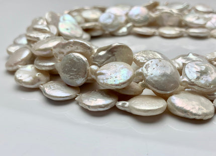 15 mm Natural White Coin Freshwater Pearl Beads, Flat Coin Freshwater Pearls, Genuine Pearl Beads, White Coin Pearl #1899