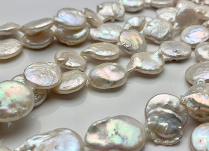 15 mm Natural White Coin Freshwater Pearl Beads, Flat Coin Freshwater Pearls, Genuine Pearl Beads, White Coin Pearl #1899