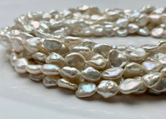 7-8x10-12 mm Natural White Keshi Freshwater Pearls Beads Genuine High Luster Rice Nugget Shape Keshi Freshwater Pearl Beads #1897
