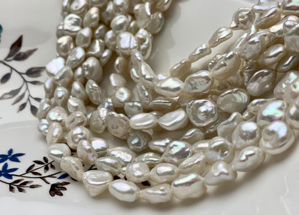 7-8x10-12 mm Natural White Keshi Freshwater Pearls Beads Genuine High Luster Rice Nugget Shape Keshi Freshwater Pearl Beads #1897
