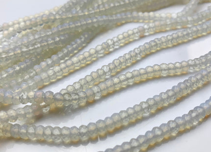2.5x4 mm AAA Faceted Rondelle Natural Milky White Opalite Gemstone Beads Top Quality Micro Faceted White Opal Gemstone Loose Beads #2434