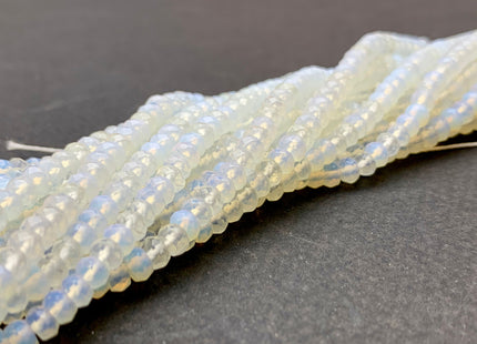 2.5x4 mm AAA Faceted Rondelle Natural Milky White Opalite Gemstone Beads Top Quality Micro Faceted White Opal Gemstone Loose Beads #2434