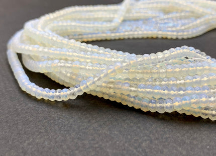 2.5x4 mm AAA Faceted Rondelle Natural Milky White Opalite Gemstone Beads Top Quality Micro Faceted White Opal Gemstone Loose Beads #2434