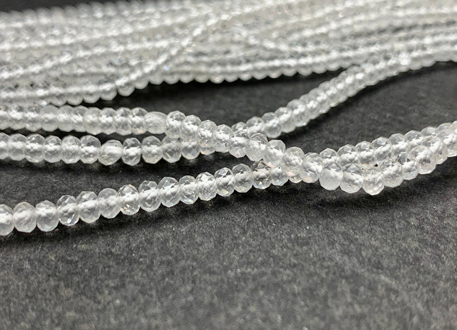 2x3mm 3x4mm 4x6mm AAA Natural Color Micro Faceted Rondelle Clear Quartz Gemstone Beads Quality Tiny Gemstone Loose Beads # 2427