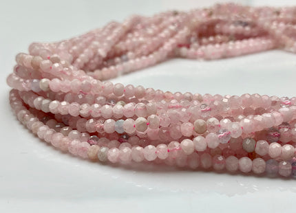 2.5-3x3-4 mm AAA Natural Color Faceted Rondelle Pink Morganite Gemstone Beads Quality Micro Faceted Morganite Gemstone Loose Beads #2436