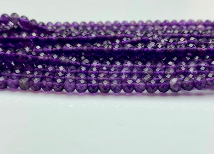 3x4 mm AAA Natural Dark Purple Color Faceted Rondelle Amethyst Gemstone Beads High Quality Micro Faceted Amethyst Gemstone Beads # 2431