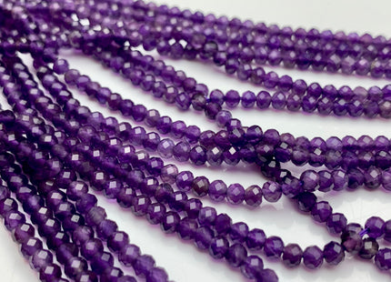 3x4 mm AAA Natural Dark Purple Color Faceted Rondelle Amethyst Gemstone Beads High Quality Micro Faceted Amethyst Gemstone Beads # 2431