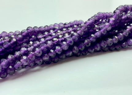 3x4 mm AAA Natural Dark Purple Color Faceted Rondelle Amethyst Gemstone Beads High Quality Micro Faceted Amethyst Gemstone Beads # 2431