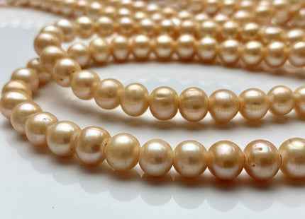 8 mm Large Hole Gold Champagne Color Semi Round Freshwater Pearl Beads Hole Size 2.2 mm Genuine Large Hole Freshwater Pearls #1895