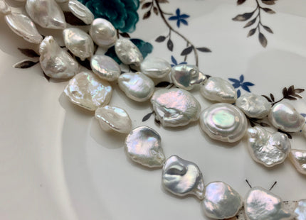 10-17 mm AA Natural White Keshi Center Drilled Freshwater Pearl Beads Genuine High Luster White Cornflake Keshi Pearls #1893
