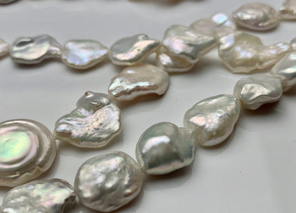 10-17 mm AA Natural White Keshi Center Drilled Freshwater Pearl Beads Genuine High Luster White Cornflake Keshi Pearls #1893