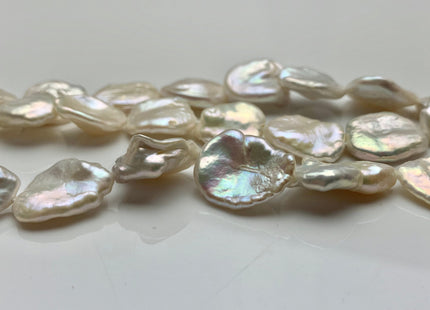 10-17 mm AA Natural White Keshi Center Drilled Freshwater Pearl Beads Genuine High Luster White Cornflake Keshi Pearls #1893