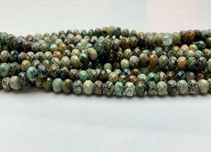 4x6 mm Natural Color Faceted Rondelle Africa Turquoise Gemstone Beads Micro Faceted Genuine Africa Turquoise Gemstone Loose Beads # 2446