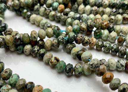 4x6 mm Natural Color Faceted Rondelle Africa Turquoise Gemstone Beads Micro Faceted Genuine Africa Turquoise Gemstone Loose Beads # 2446