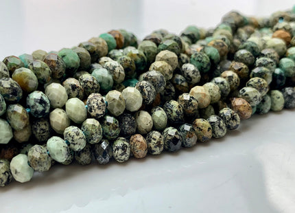 4x6 mm Natural Color Faceted Rondelle Africa Turquoise Gemstone Beads Micro Faceted Genuine Africa Turquoise Gemstone Loose Beads # 2446