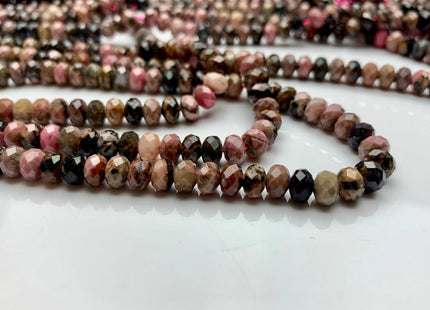 4x6 mm Natural Color Faceted Rondelle Black Rhodonite Gemstone Beads Natural Pink Color Micro Faceted Rondelle Gemstone Beads # 2442