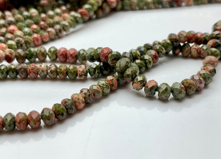 3x4 mm AAA Natural Color Faceted Rondelle Unakite Gemstone Beads Top Quality Micro Faceted Unakite Gemstone Loose Beads # 2444