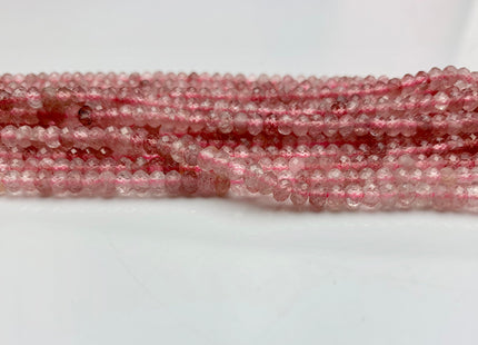 2.5x4 mm AAA Natural Color Faceted Rondelle Strawberry Quartz Gemstone Beads Top Quality Micro Faceted Quartz Gemstone Loose Beads # 2453