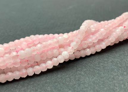 2.5x3.5 mm AAA Natural Color Faceted Rondelle Rose Quartz Gemstone Beads Top Quality Micro Faceted Rose Quartz Gemstone Loose Beads # 2454