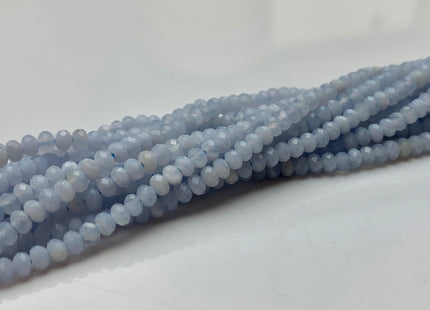 2x3 mm Natural Color Faceted Rondelle Chalcedony Gemstone Beads Top Quality Micro Faceted Blue Chalcedony Gemstone Loose Beads # 2452