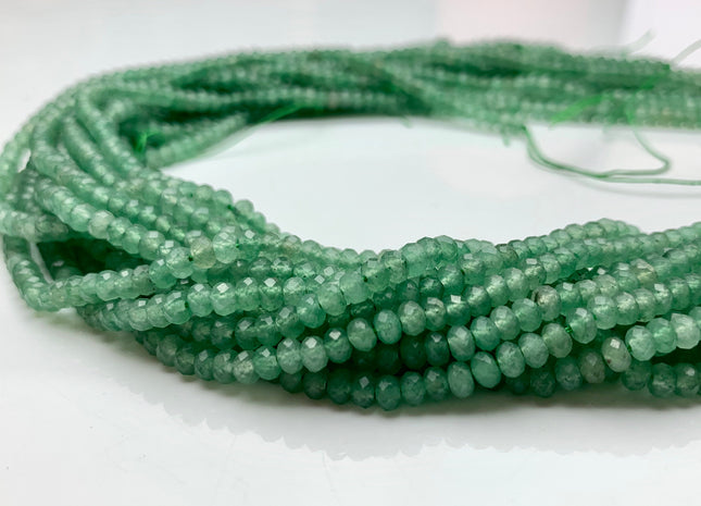 3x4 mm AAA Natural Color Faceted Rondelle Green Aventurine Gemstone Beads Top Quality Micro Faceted Aventurine Gemstone Loose Beads #2450