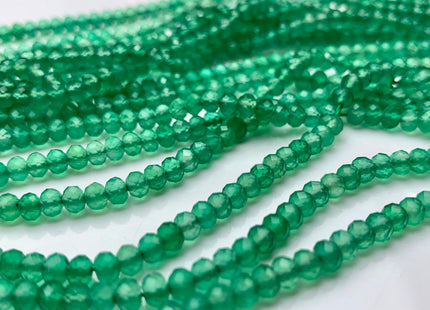 2x3mm 3x4mm AAA Faceted Rondelle Green Onyx Gemstone Loose Beads #2455