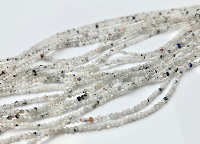 2 mm 2.5 mm Faceted Round Tiny Mixed Color Quartz Gemstone Beads Genuine Natural Quartz Gemstone Loose Beads 15.5 Inches Strand #2639